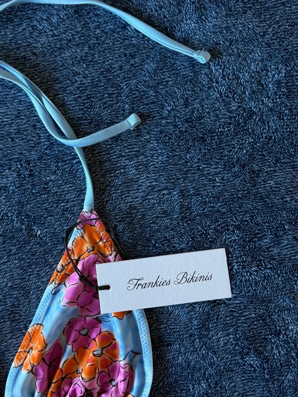 NWT Frankies Bikinis Nick Satin Triangle Bikini Top in Color Me👙🩵🩷🧡🌸